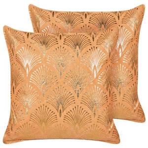 Beliani  HOYA - Sierkussen set van 2 - Oranje - 45 x 45 cm - Katoen