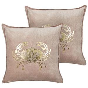 Beliani  SEAPEN - Sierkussen set van 2 - Taupe - 45 x 45 cm - Fluweel