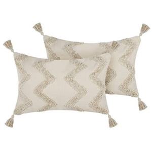 Beliani CERINTHE -Sierkussen set van 2-Beige-40 x 60 cm-Katoen