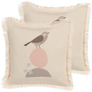 Beliani WATTLE-Sierkussen set van 2-Beige-60 x 60 cm-Polyester