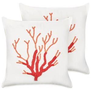 Beliani  CORAL - Sierkussen set van 2 - Wit- 45 x 45 cm - Katoen