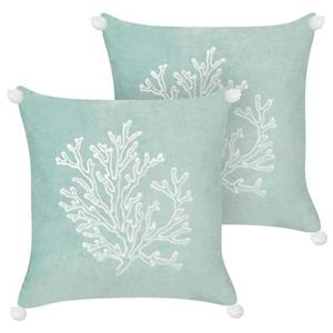 Beliani NORI-Sierkussen set van 2-Mintgroen-45 x 45 cm-Fluweel