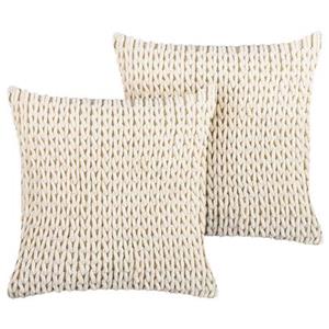 Beliani  OXALIS - Sierkussen set van 2 - Beige - 45 x 45 cm - Katoen