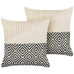 Beliani CALANTHE -Sierkussen set van 2-Beige-45 x 45 cm-Katoen