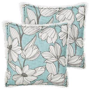 Beliani CYANOTIS-Sierkussen set van 2-Wit|Blauw -45 x 45 cm-Katoen