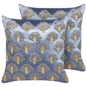 Beliani PANDOREA-Sierkussen set van 2-Paars|Goud- 45 x 45 cm-Fluweel