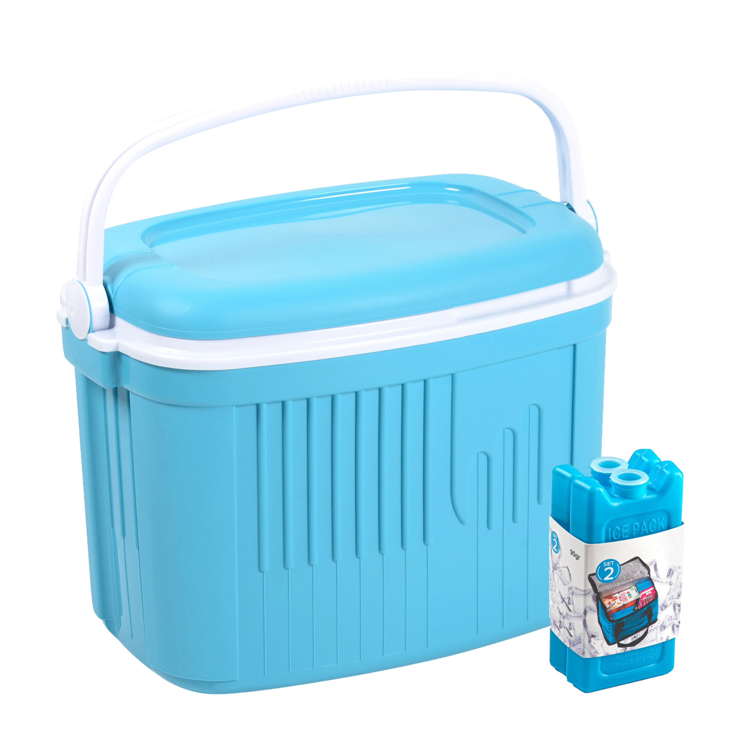 Merkloos Koelbox met koelelementen - liter - kunststof - blauw - 56 x x cm -