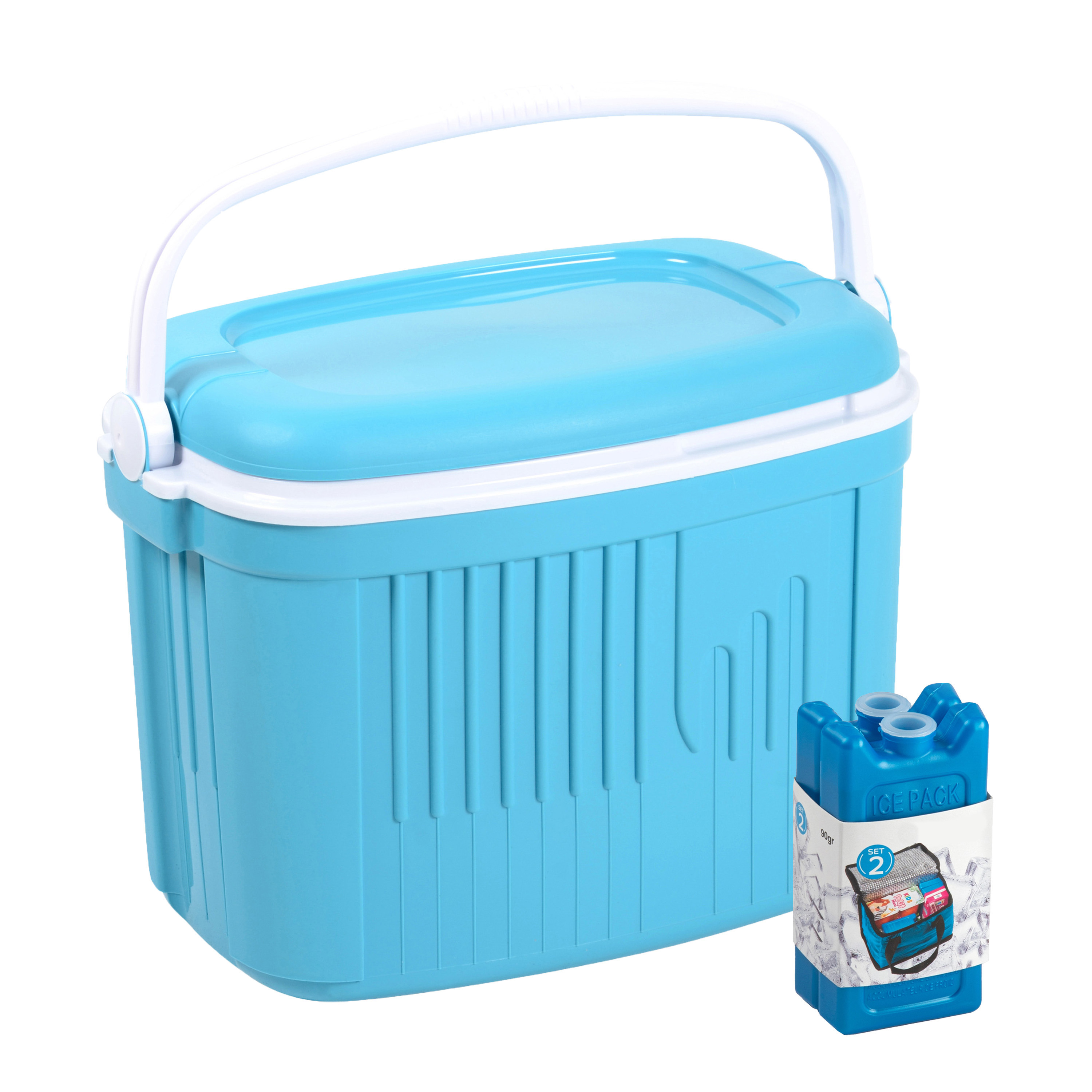 Merkloos Koelbox met koelelementen - liter - kunststof - blauw - 56 x x cm -