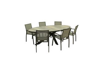 Relax Diningset Oakland Torino Stapelbaar Ovaal 7-delig 240 x 115 cm