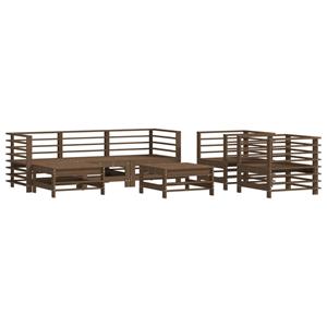 vidaXL 7-delige Loungeset met kussens massief hout honingbruin