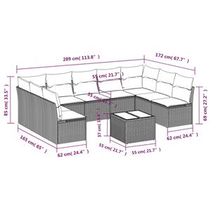 vidaXL 10-delige Loungeset met kussens poly rattan zwart