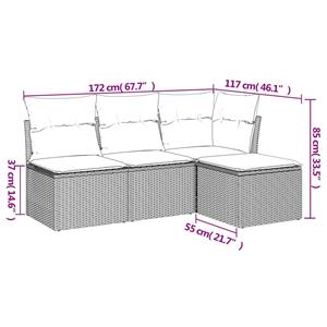 bonnevie 4-tlg. Garten-Sofagarnitur mit Kissen Schwarz Poly Rattan Vidaxl Schwarz