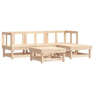 vidaXL 5-delige Loungeset met kussens massief hout