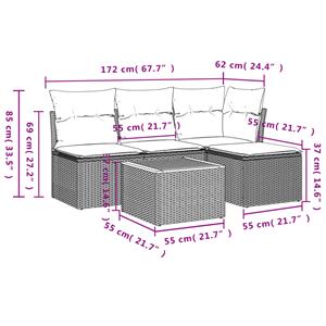 vidaXL 5-delige Loungeset met kussens poly rattan beige