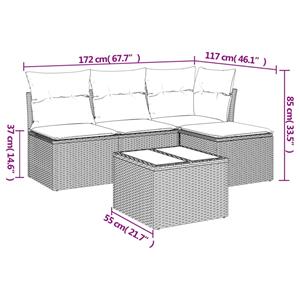 vidaXL 5-delige Loungeset met kussens poly rattan beige