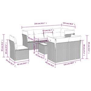 vidaXL 9-delige Loungeset met kussens poly rattan zwart