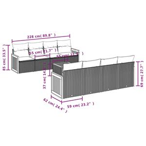 vidaXL 9-delige Loungeset met kussens poly rattan zwart