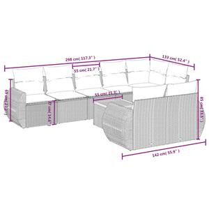 vidaXL 9-delige Loungeset met kussens poly rattan zwart