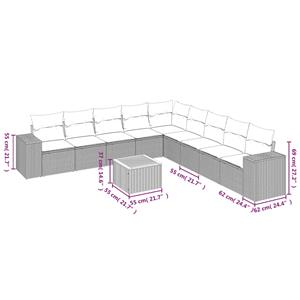 vidaXL 10-delige Loungeset met kussens poly rattan zwart