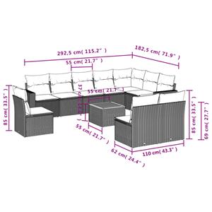 vidaXL 11-delige Loungeset met kussens poly rattan zwart