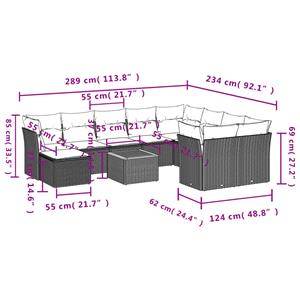 vidaXL 11-delige Loungeset met kussens poly rattan zwart