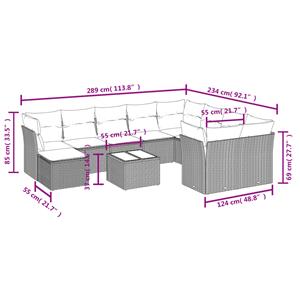 vidaXL 11-delige Loungeset met kussens poly rattan zwart