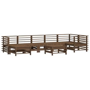 vidaXL 8-delige Loungeset met kussens massief hout honingbruin