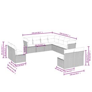 vidaXL 11-delige Loungeset met kussens poly rattan zwart