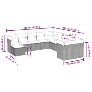 vidaXL 11-delige Loungeset met kussens poly rattan zwart