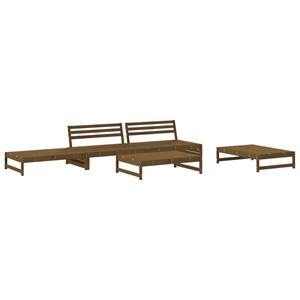 vidaXL 5-delige Loungeset met kussens massief hout honingbruin