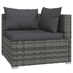 vidaXL 9-delige Loungeset met kussens poly rattan grijs