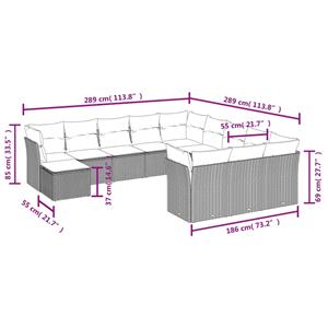 vidaXL 12-delige Loungeset met kussens poly rattan zwart