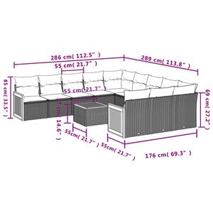 vidaXL 12-delige Loungeset met kussens poly rattan zwart