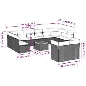 vidaXL 13-delige Loungeset met kussens poly rattan zwart