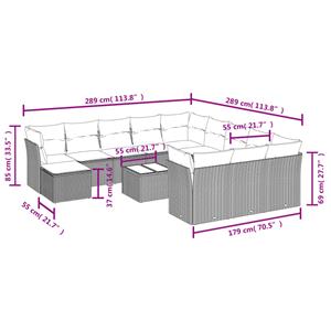 vidaXL 13-delige Loungeset met kussens poly rattan zwart