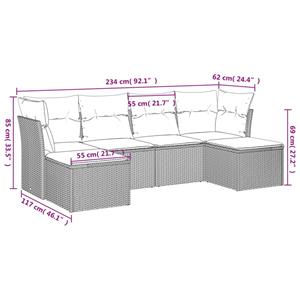 vidaXL 6-delige Loungeset met kussens poly rattan zwart