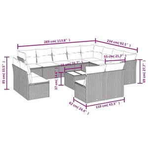 vidaXL 13-delige Loungeset met kussens poly rattan zwart