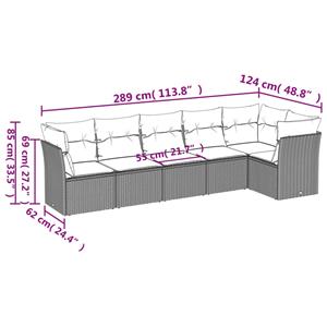 vidaXL 6-delige Loungeset met kussens poly rattan bruin