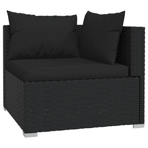 vidaXL 10-delige Loungeset met kussens poly rattan zwart