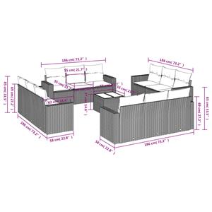 vidaXL 13-delige Loungeset met kussens poly rattan zwart