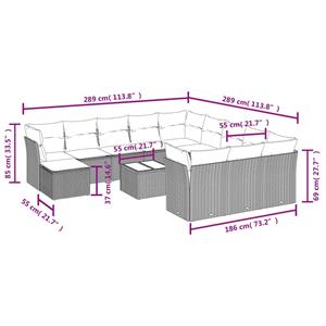 vidaXL 13-delige Loungeset met kussens poly rattan zwart