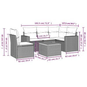 vidaXL 6-delige Loungeset met kussens poly rattan zwart