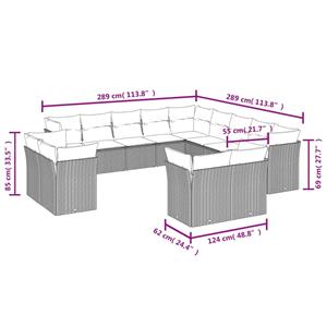 vidaXL 13-delige Loungeset met kussens poly rattan zwart