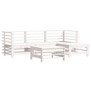 vidaXL 5-delige Loungeset met kussens massief hout wit