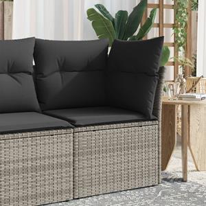 vidaXL Loungesofa Garten-Ecksofa mit Kissen Grau Poly Rattan