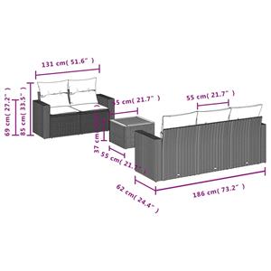 vidaXL 6-delige Loungeset met kussens poly rattan beige