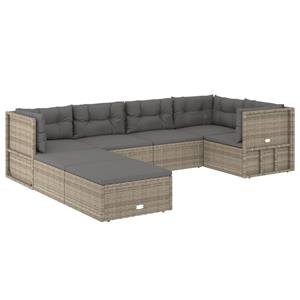 vidaXL 7-delige Loungeset met kussens poly rattan grijs