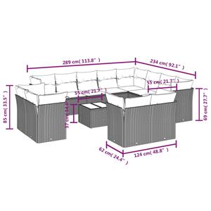 vidaXL 13-delige Loungeset met kussens poly rattan zwart