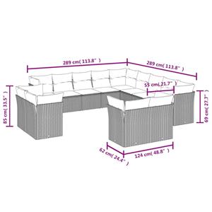 vidaXL 13-delige Loungeset met kussens poly rattan zwart