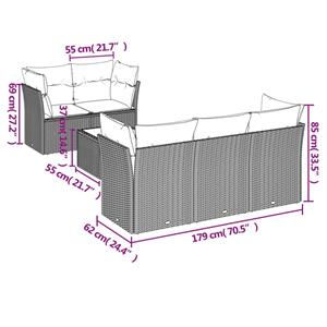 vidaXL 6-delige Loungeset met kussens poly rattan zwart